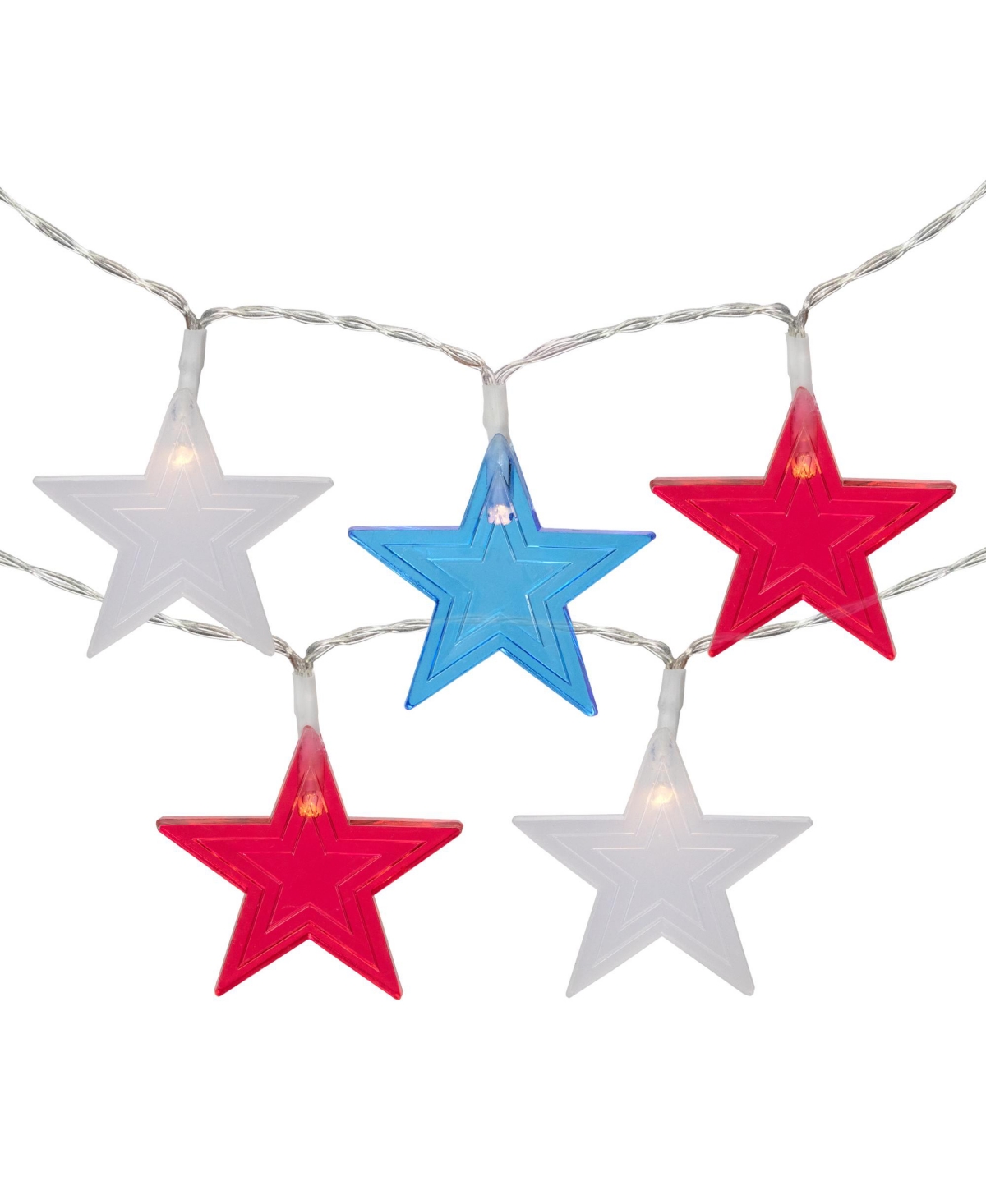 Northlight 20-count Patriotic Americana Star Led String Lights 9.5' Clear Wire In Red