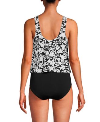 Women's V-neck One Piece Fauxkini Swimsuit Faux Tankini Top