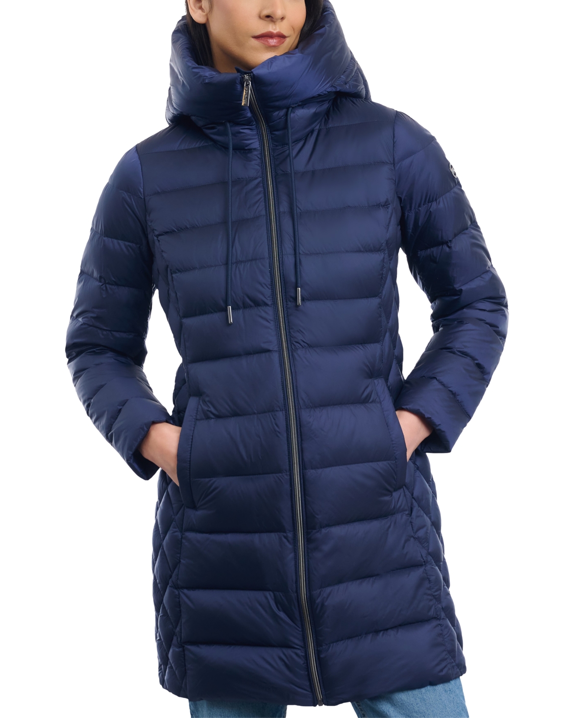 Shop Michael Kors Michael  Women's Petite Hooded Down Packable Puffer Coat, Created For Macy's In Midnight