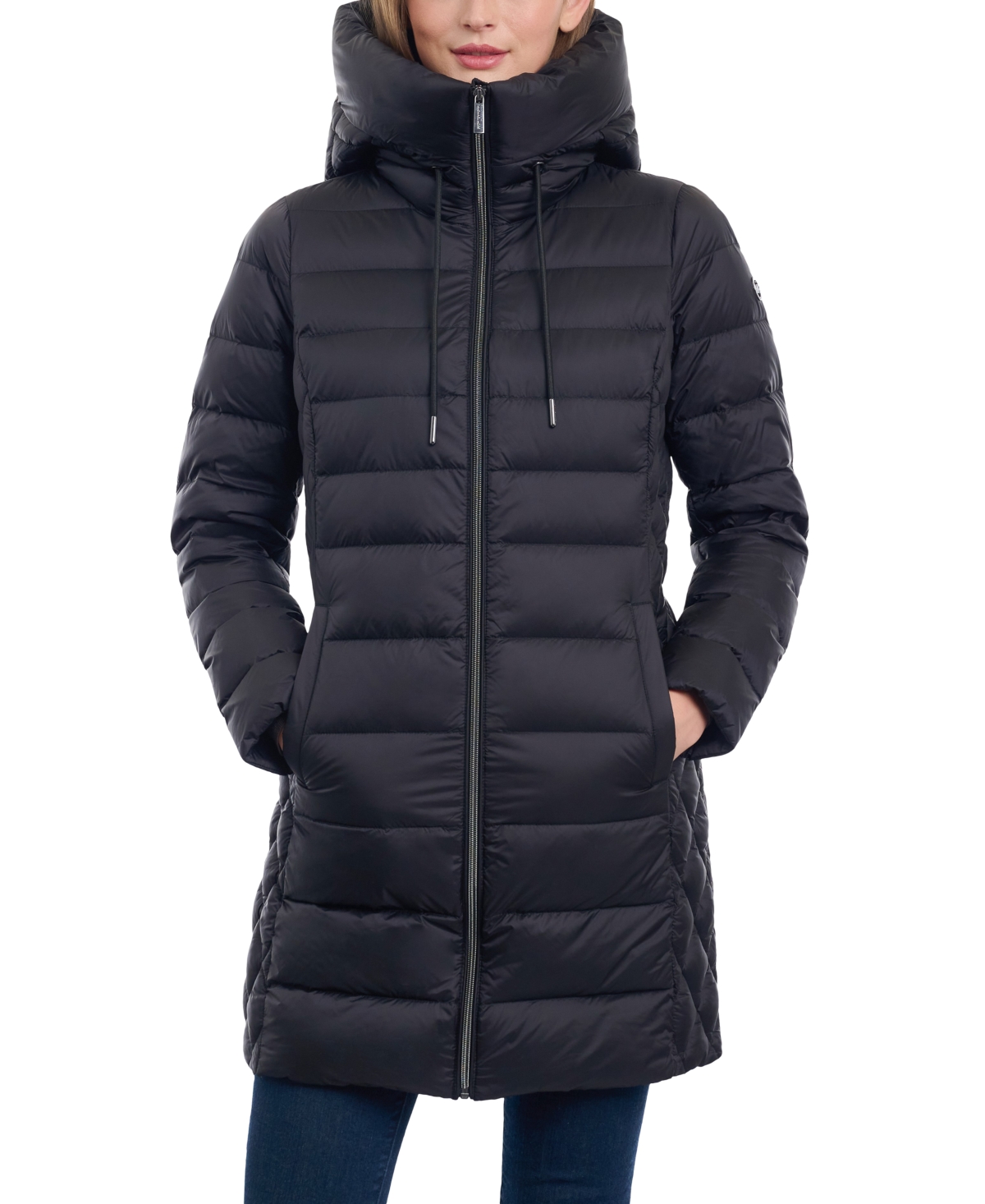 Shop Michael Kors Michael  Women's Petite Hooded Down Packable Puffer Coat, Created For Macy's In Black