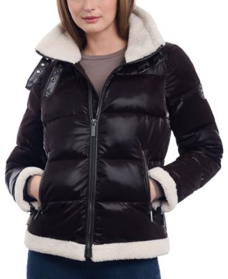 Michael michael kors petite 2024 hooded quilted puffer coat