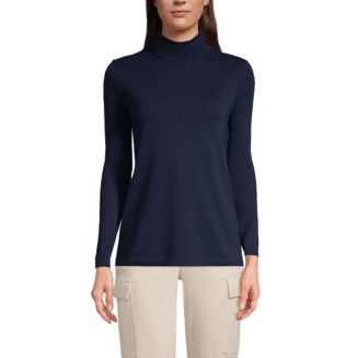 Lands' End Women's Supima Cotton Long Sleeve Turtleneck T-Shirt - Macy's