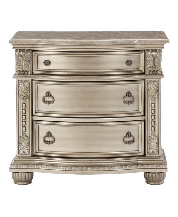 Simplie Fun Silver Finish European Design 1pc Nightstand w Genuine