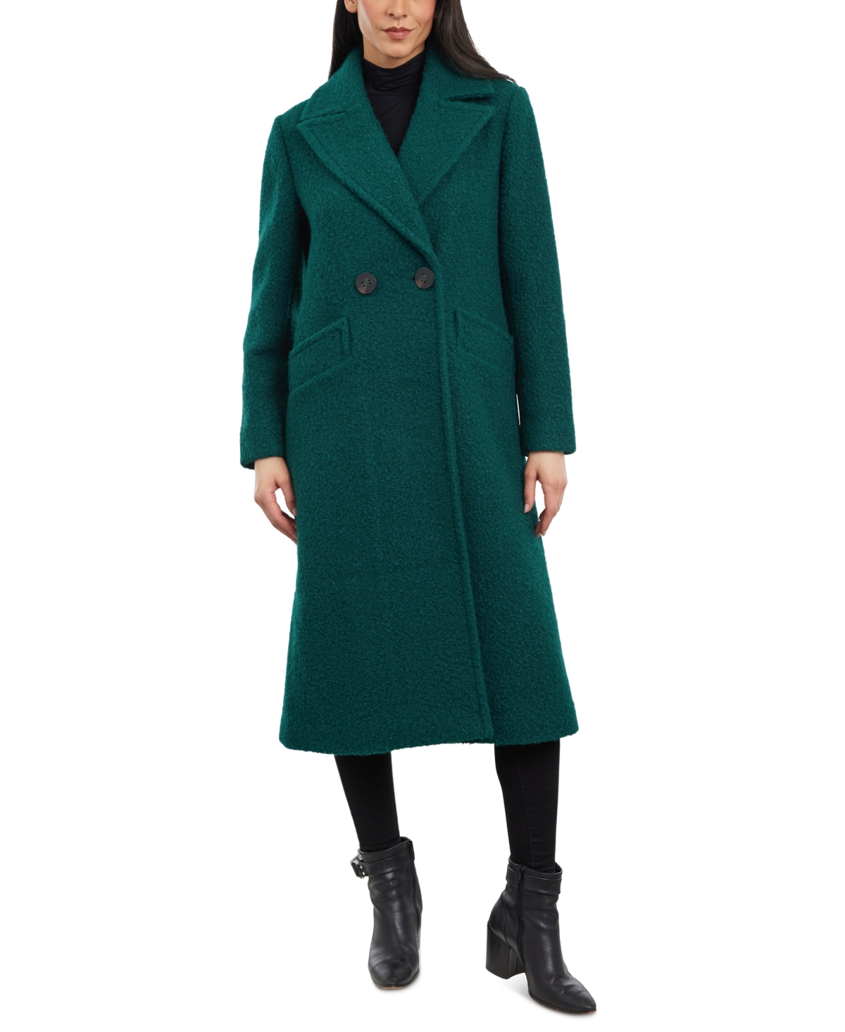 Shop Bcbgeneration Women's Double-breasted Boucle Coat In Emerald