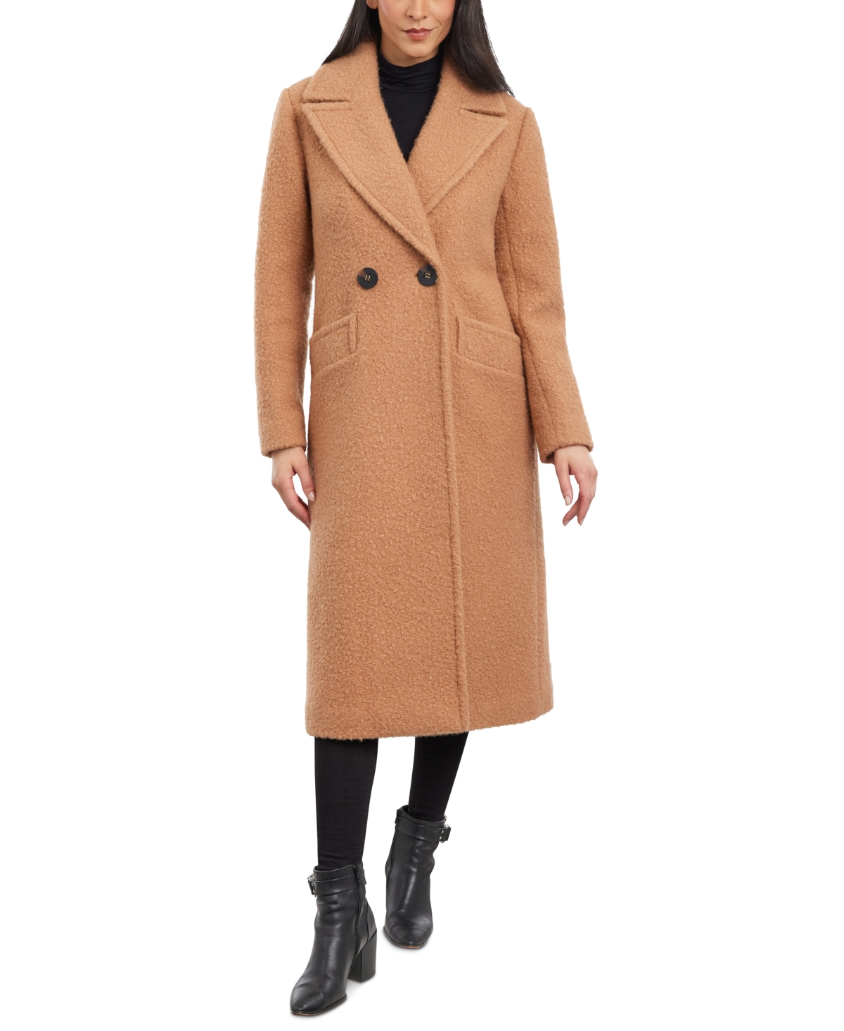Shop Bcbgeneration Women's Double-breasted Boucle Coat In Toffee