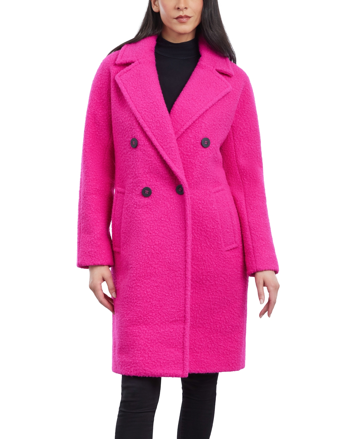 BCBGENERATION WOMEN'S DOUBLE-BREASTED BOUCLE WALKER COAT