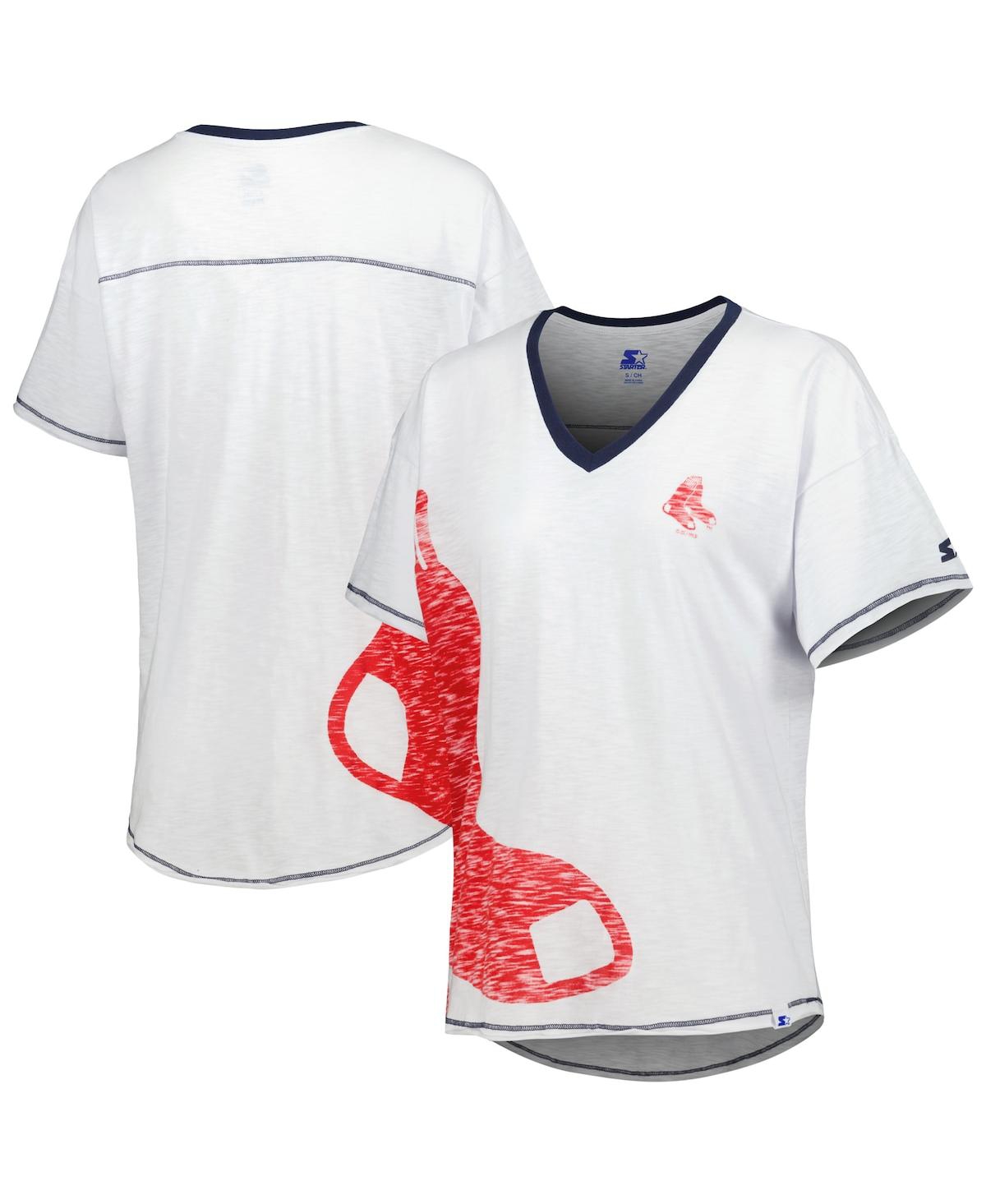 Shop Starter Women's  White Boston Red Sox Perfect Game V-neck T-shirt