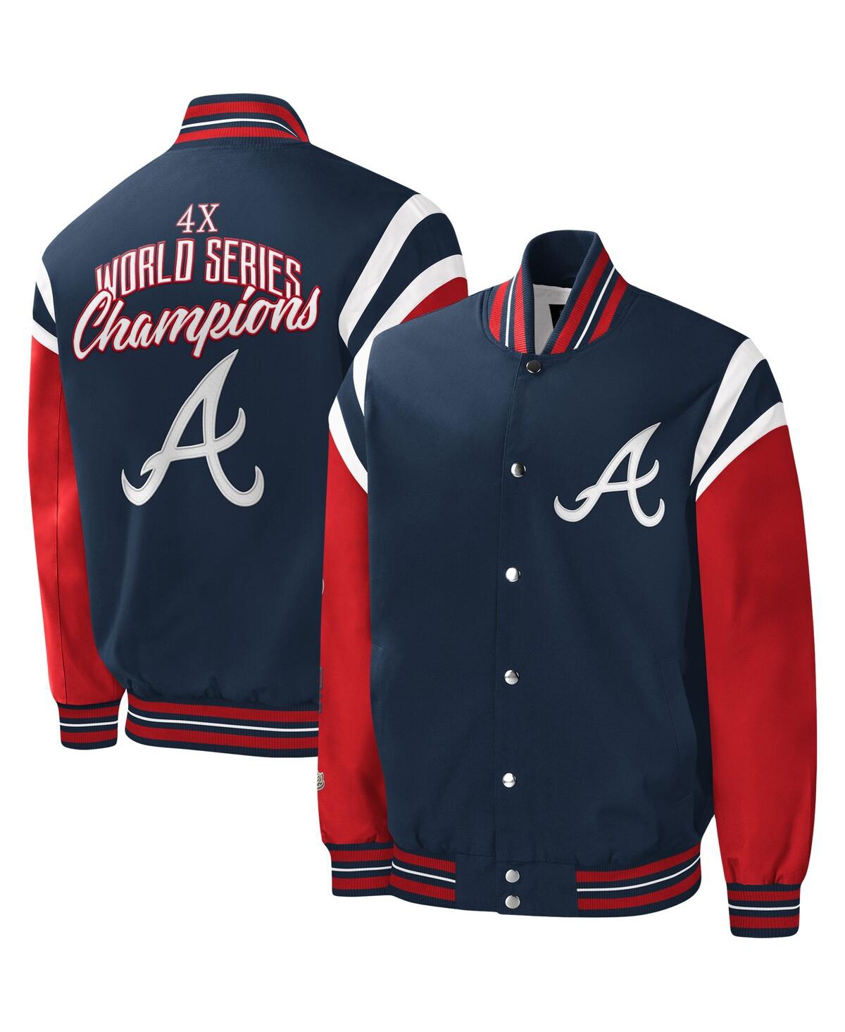 G-iii Sports By Carl Banks Men's  Navy Atlanta Braves Title Holder Full-snap Varsity Jacket