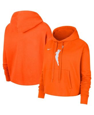 Women's Orange WNBA Logo woman Team 13 Cropped Pullover Hoodie
