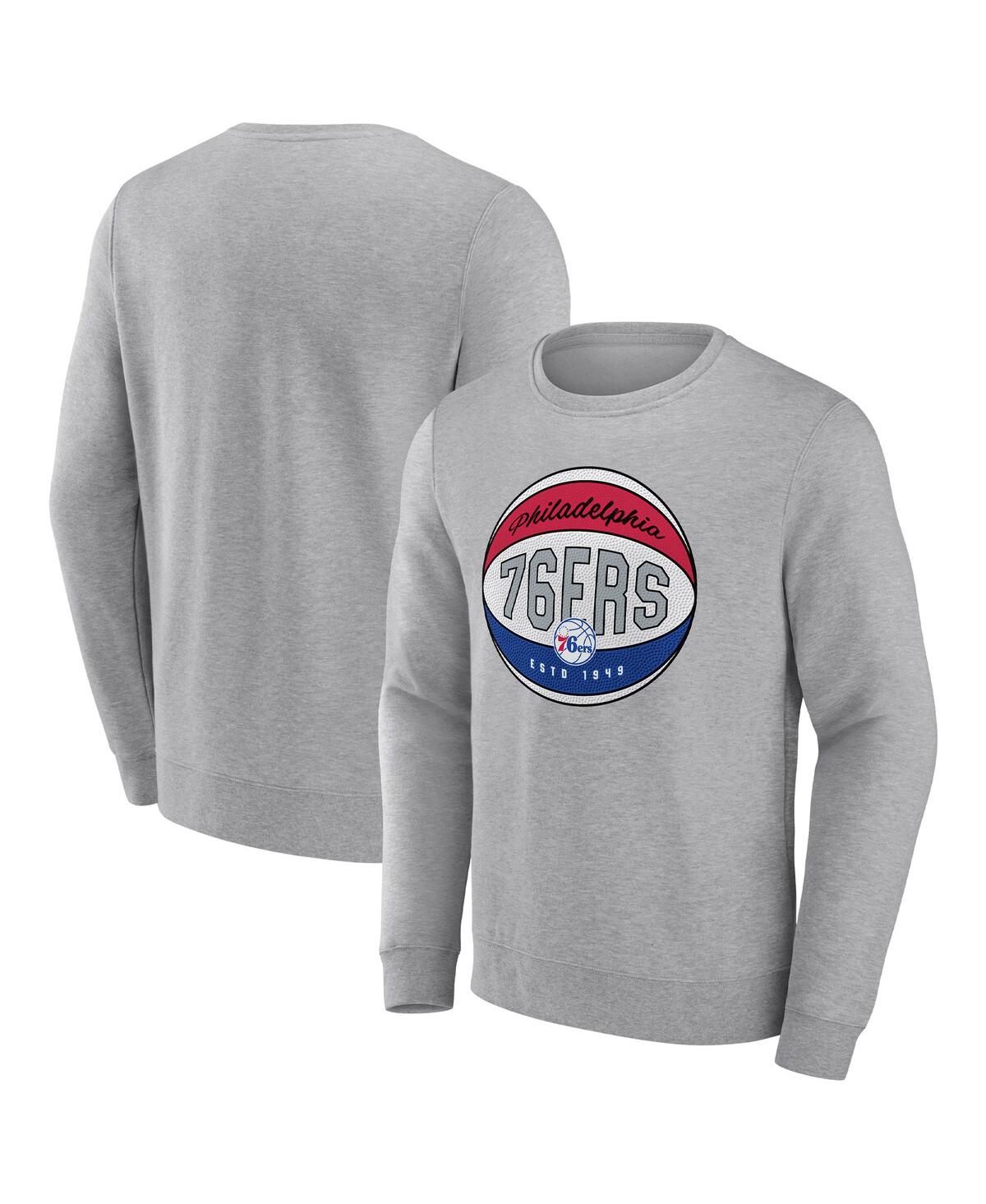 Fanatics Men's  Heathered Gray Philadelphia 76ers True Classics Vint Pullover Sweatshirt In Heathered Gray