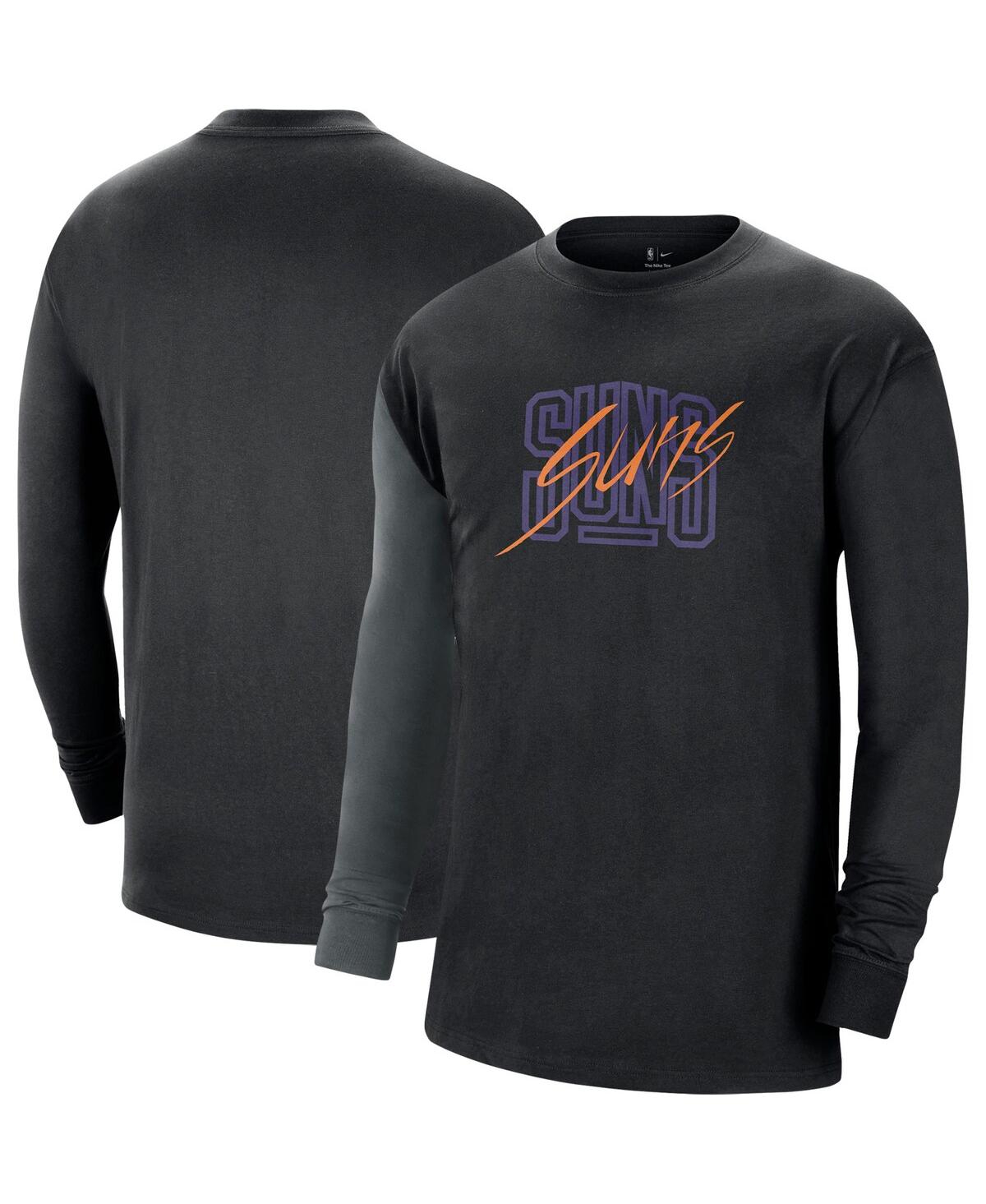 Shop Nike Men's  Black Phoenix Suns Courtside Versus Flight Max90 Long Sleeve T-shirt