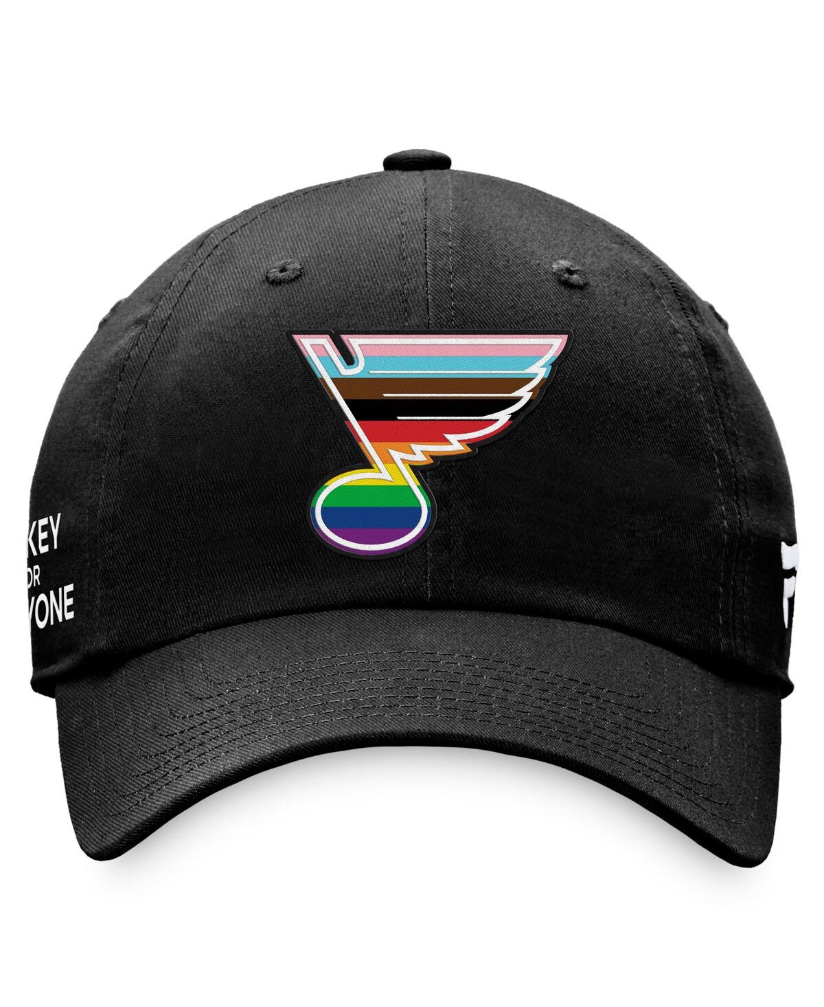 Shop Fanatics Men's  Black St. Louis Blues Team Logo Pride Adjustable Hat
