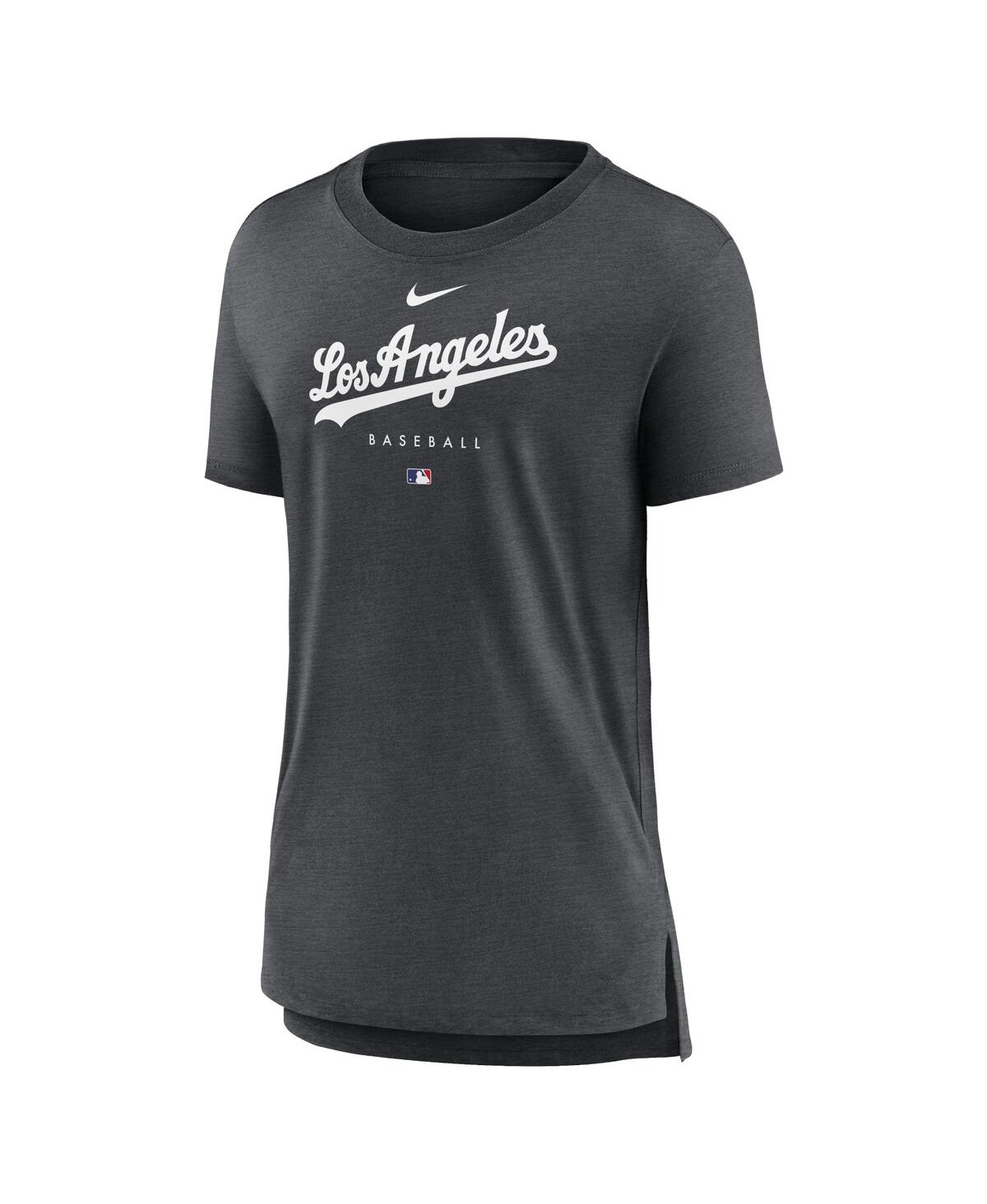 Women's NikeLos Angeles Dodgers Authentic Collection Early Work Tri-Blend T-shirt - Heather Charcoal