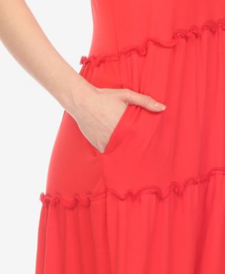 Women's Scoop Neck Tiered Midi Dress