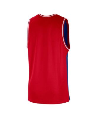 Men's Royal, Red Philadelphia 76ers Courtside Versus Force Split DNA Performance Mesh Tank Top