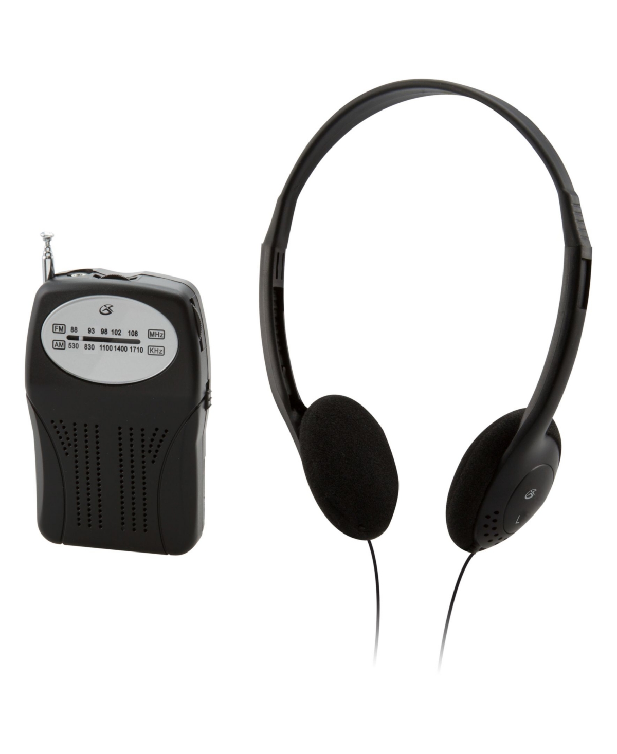 Gpx Am And Fm Handheld Radio With Headphones In Black