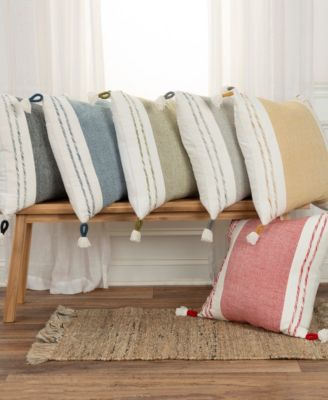Modern Stripe Tassal Decorative Pillow, 20" X 20"