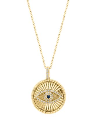 EFFY® Diamond (1/6 ct. t.w.) & Sapphire (1/20 ct. t.w.) Evil Eye Disc ...