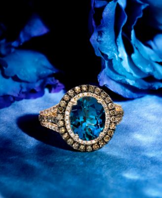 Deep Sea Blue Topaz (4 ct. t.w.) & Diamond (7/8 ct.t.w.) Statement Ring in 14k Rose Gold (Also in Opal, Citrine, Amethyst, Garnet & Mint Julep Quartz)