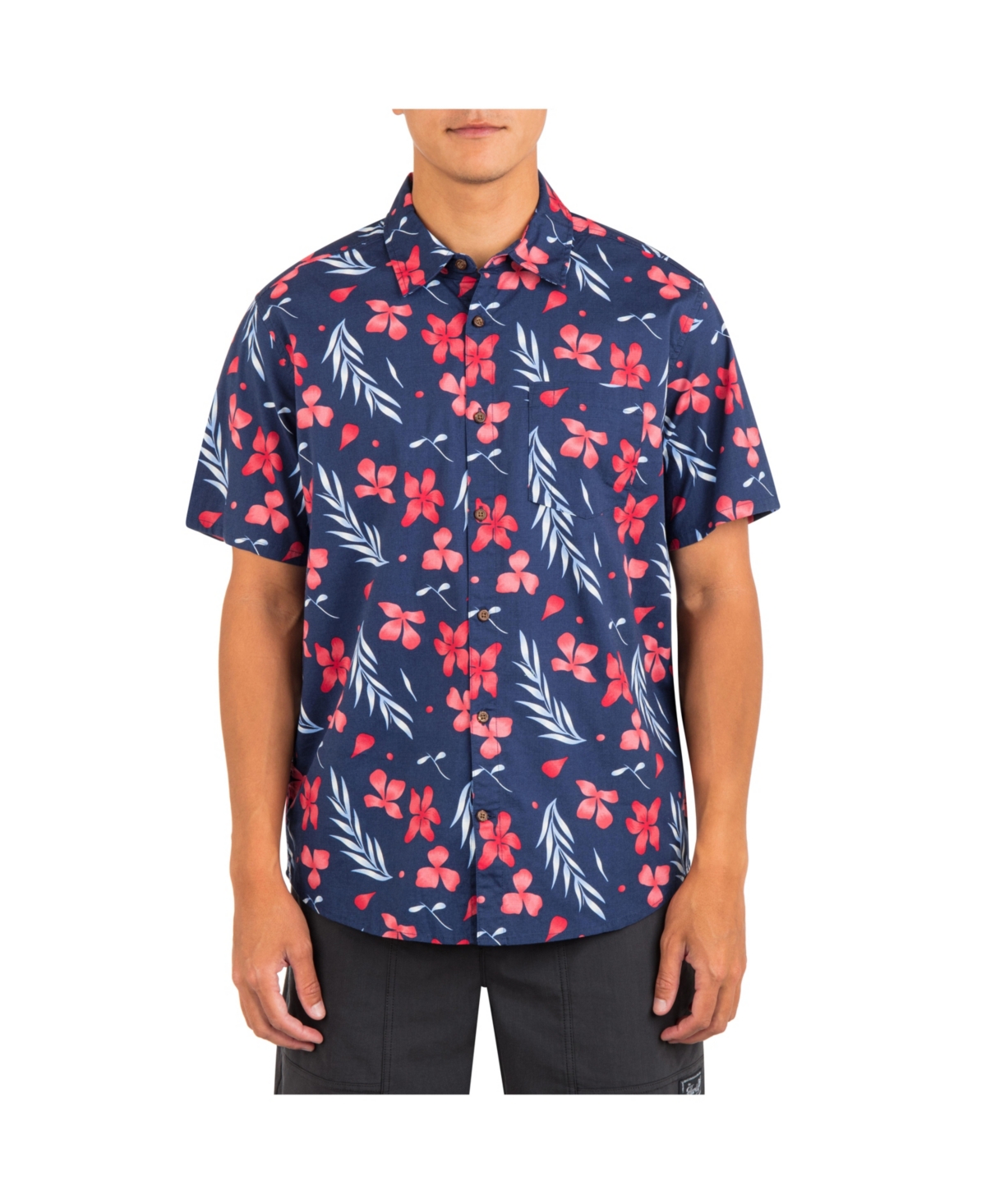 HURLEY MEN'S ONE AND ONLY LIDO STRETCH SHORT SLEEVE SHIRT