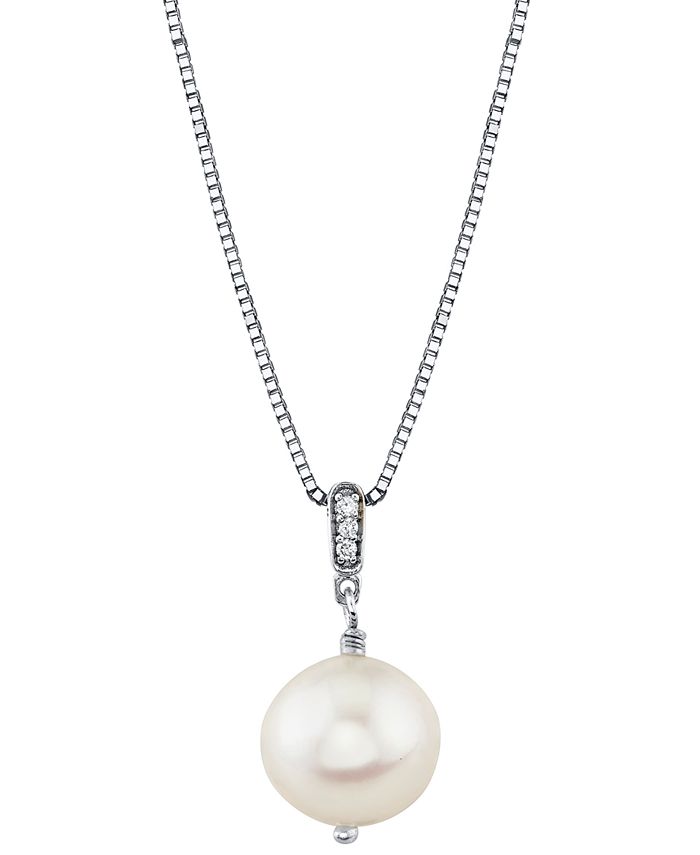Macy's Cultured Freshwater Pearl (9mm) & Diamond Accent 18