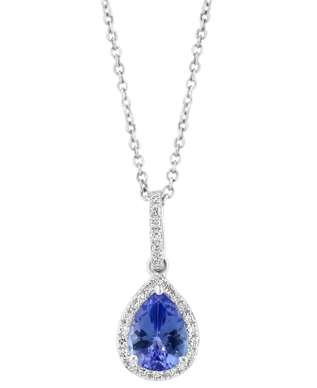 Effy Tanzanite (7/8 ct. t.w.) & Diamond (1/8 ct. t.w.) Pear Halo 18