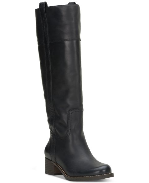 Женские ботинки Lucky Brand Hybiscus Knee High Riding, цвет: Чёрный кожаный