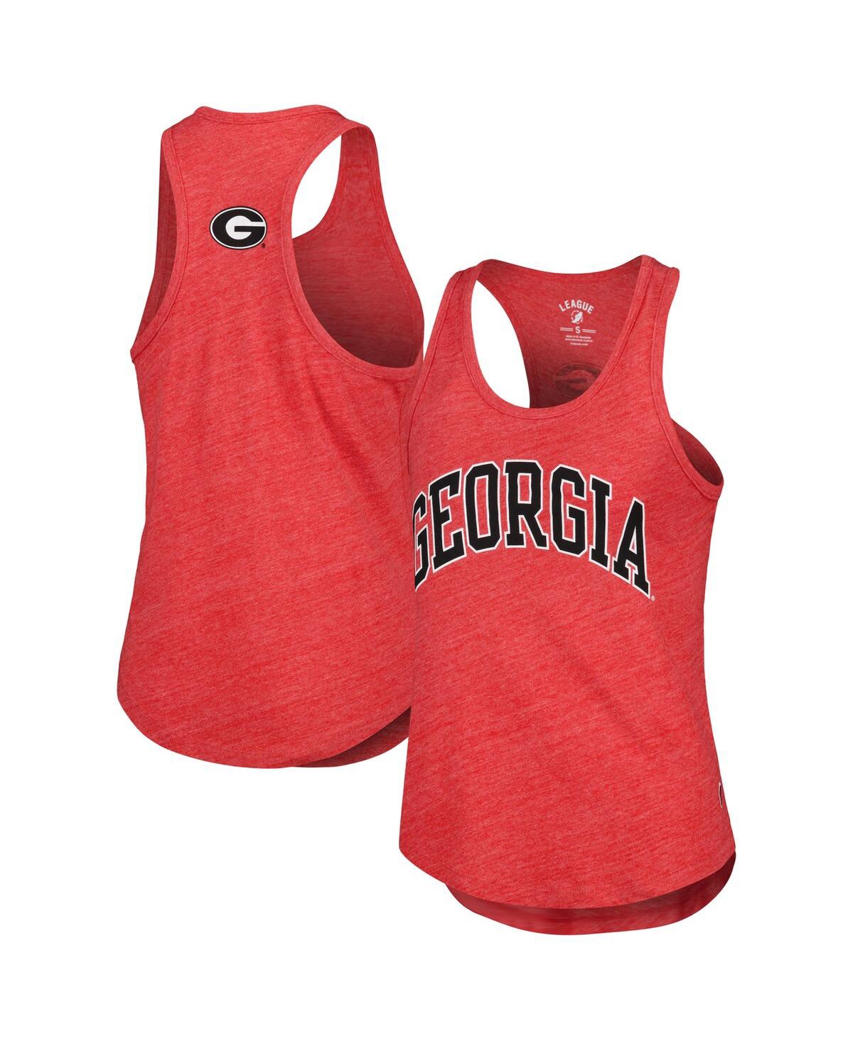 Women's League Collegiate Wear Heather Red Georgia Bulldogs Two-Hit Intramural Tri-Blend Scoop Neck Racerback Tank Top - Heather Red