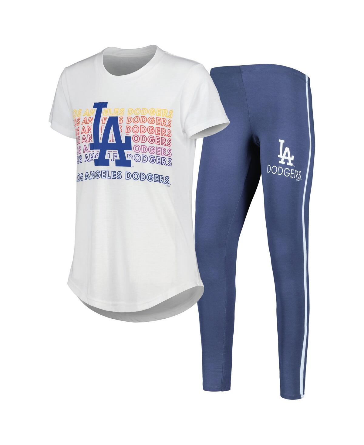 Women's Concepts Sport Charcoal, White Los Angeles Dodgers Sonata T-shirt and Leggings Sleep Set - Charcoal, White