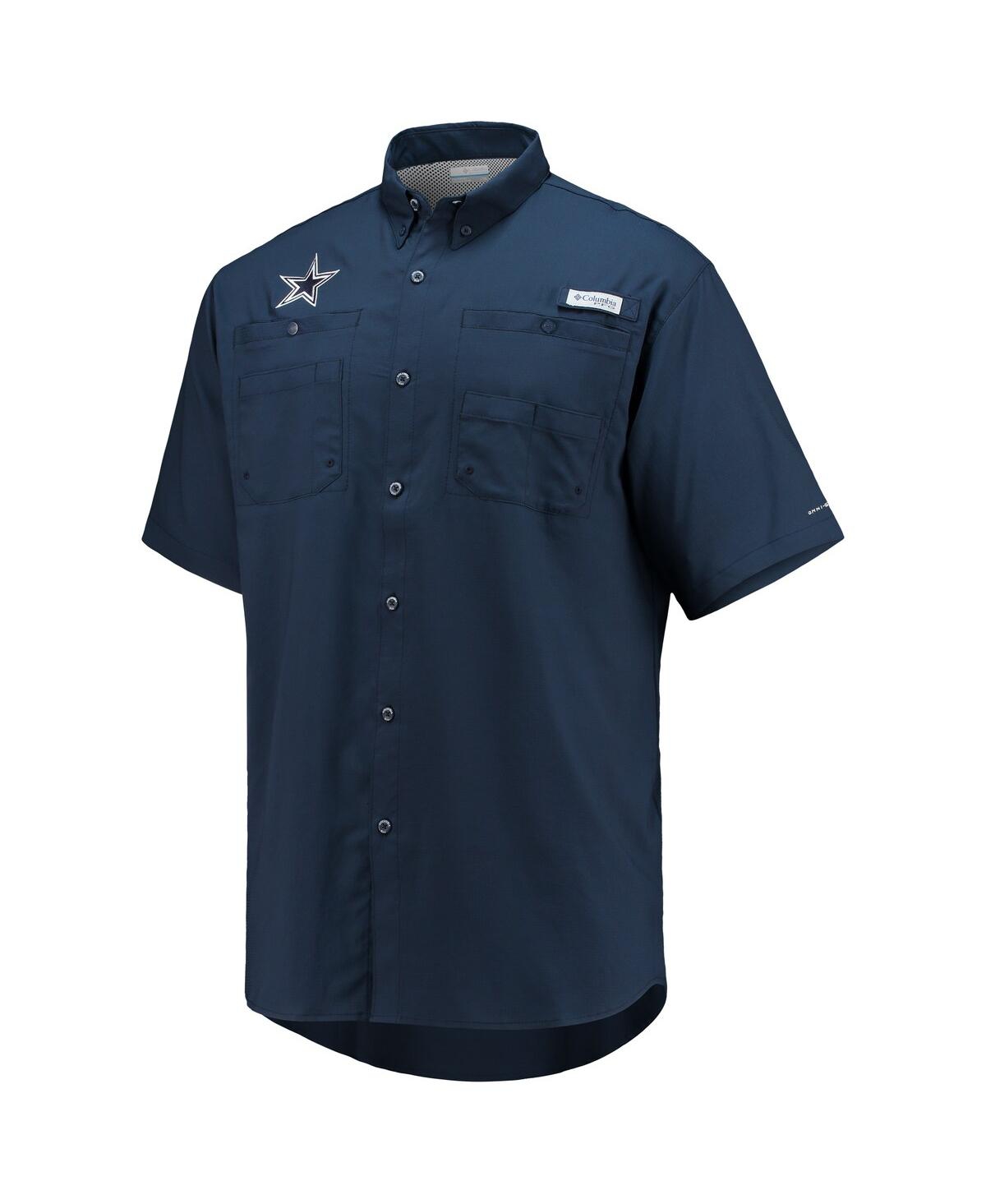 Columbia Navy Dallas Cowboys Tamiami Omni-shade Button-down Short Sleeve Shirt In Navy