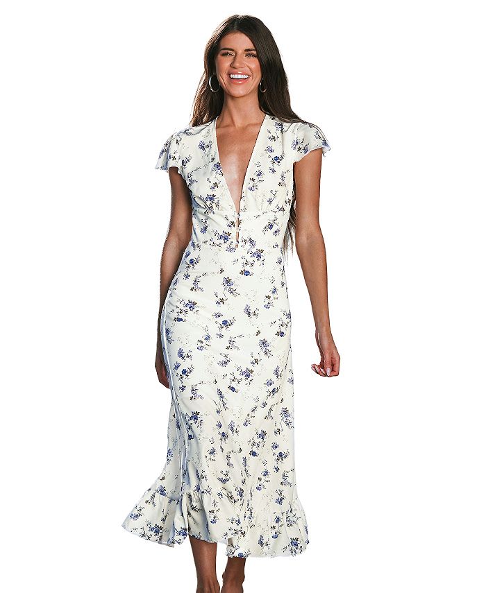 CUPSHE Women's X Madison Beach Wedding Bouquet VNeck Ruffled Dress