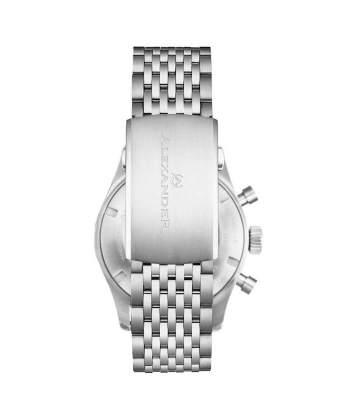 Alexander Mens Megalos Silver Tone Stainless Steel Blue Dial 51mm Round Watch