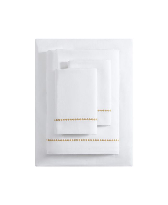 Vera Wang Simple Dot 300Thread Count Cotton Sateen 4 Piece Sheet Set