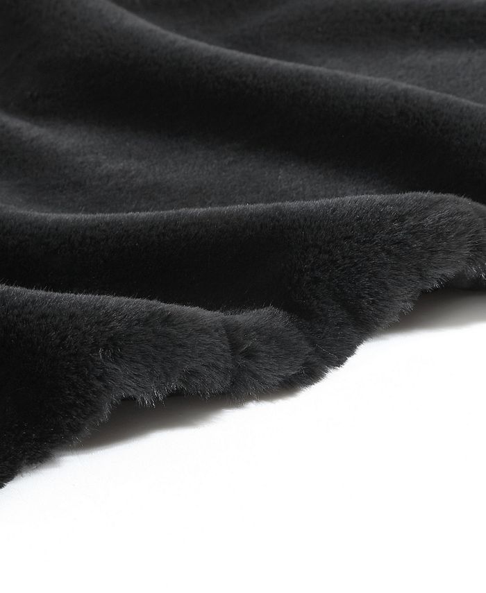 Vera Wang Lapin Black Faux Fur Reversible Throw, 60" X 50" Macy's