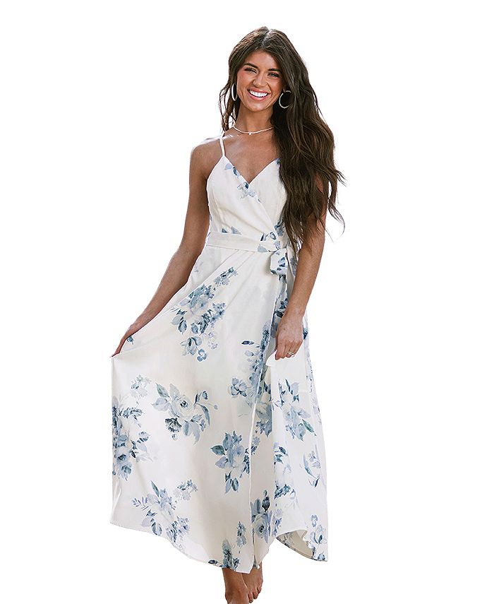 CUPSHE Women's X Madison Beach Wedding Bouquet Floral Belted Chiffon