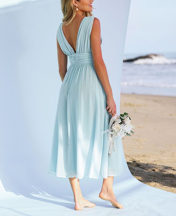 CUPSHE Women's X Madison Beach Wedding Something Blue Chiffon Maxi