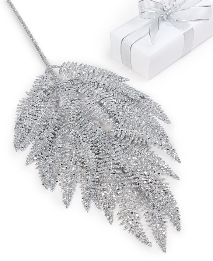 Holiday Lane Plum Holiday Glittered Fern Pick, Created for Macy's Macy's