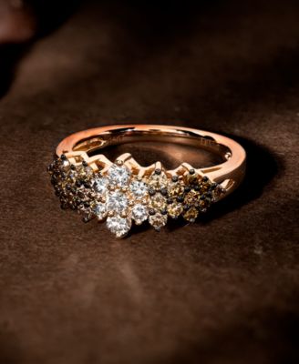 Chocolate Ombr&eacute; Diamond Cluster Ring (1 ct. t.w.) in 14k Rose Gold, White Gold or Yellow Gold