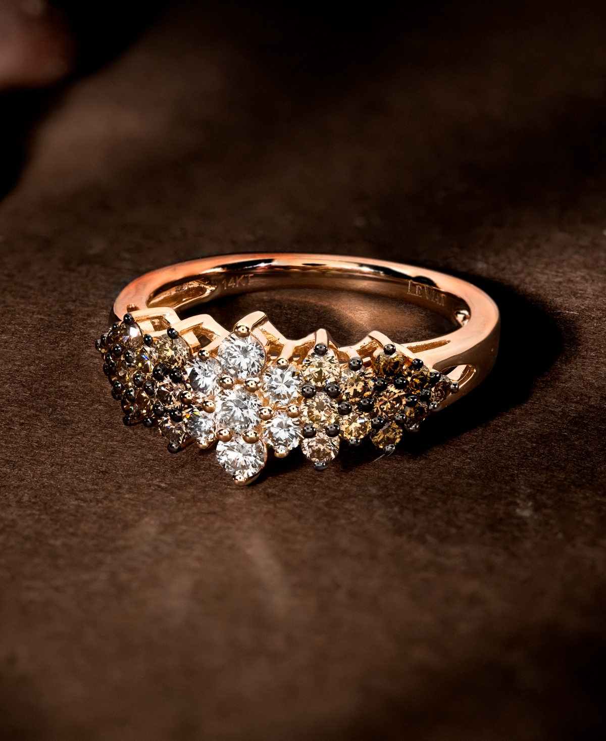 Le Vian Chocolate Ombre Diamond Cluster Ring (1 ct. t.w.) in 14k Rose Gold, White Gold or Yellow Gold - 14K Strawberry Gold Ring