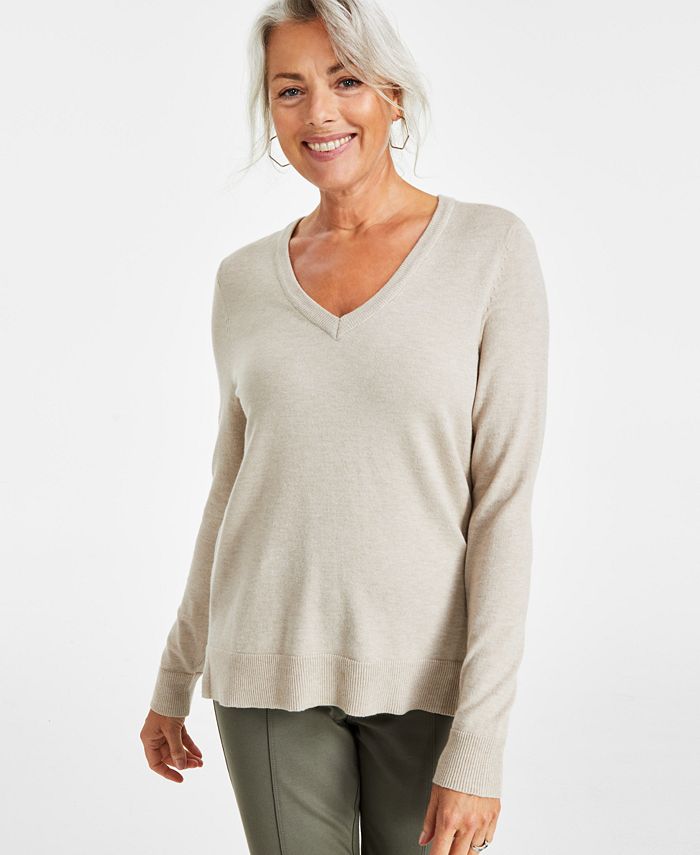 Style & Co Women's V-Neck Long-Sleeve Sweater, Created for Macy's - Macy's