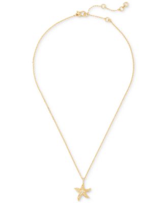 kate spade new york - Gold-Tone Crystal Starfish Pendant Necklace, 16" + 3" extender
