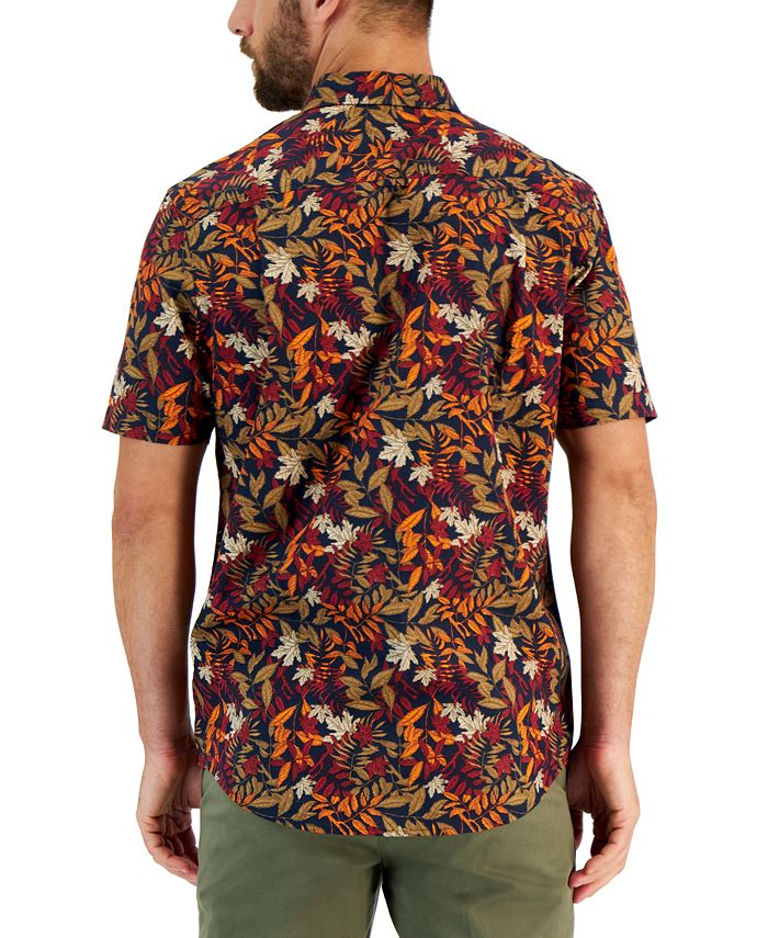 Club Room Men's Gordon Floral Short Sleeve Poplin Shirt, Created for ...