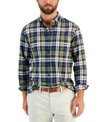 Club Room Men's Regular-Fit Brushed Plaid Shirt, Created for Macy's - Macy's