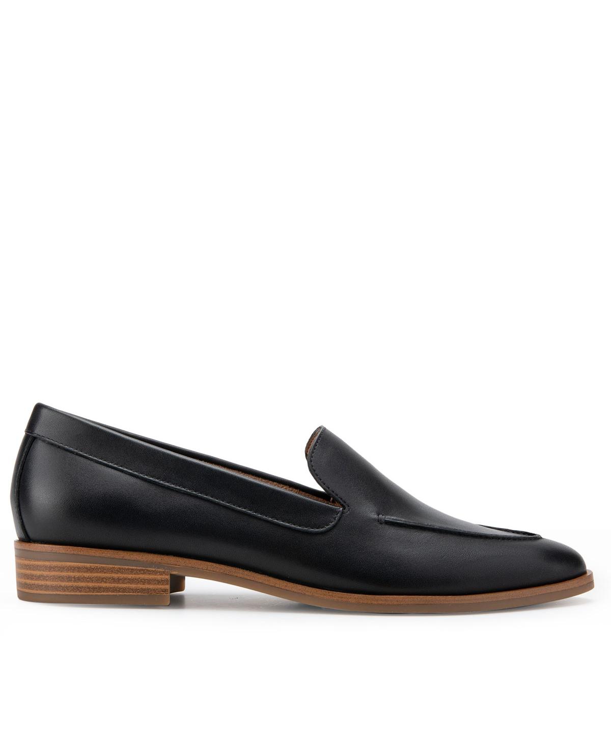 Shop Aerosoles Women's East Side Two Tailored Slip On Loafers In Black Leather