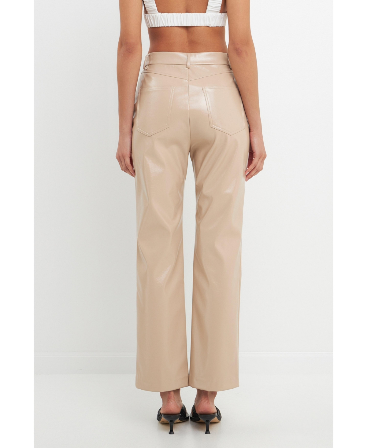 Grey Lab Women's High Waist Pu Pants