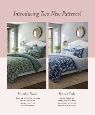 Laura Ashley Bramble Floral Cotton Reversible 7 Piece Comforter Set ...