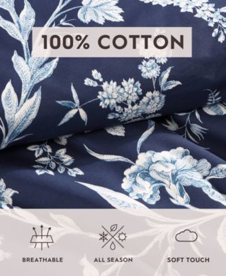 Branch Toile Cotton Reversible 7 Piece Comforter Set, Full/Queen