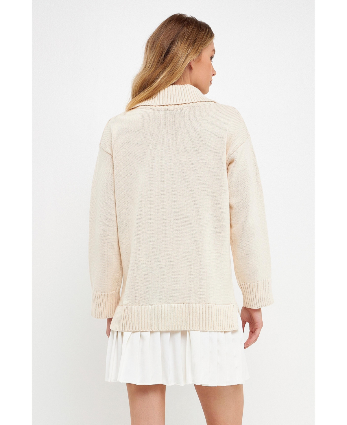 English Factory Women's Mixed Media Pleated Mini Dress