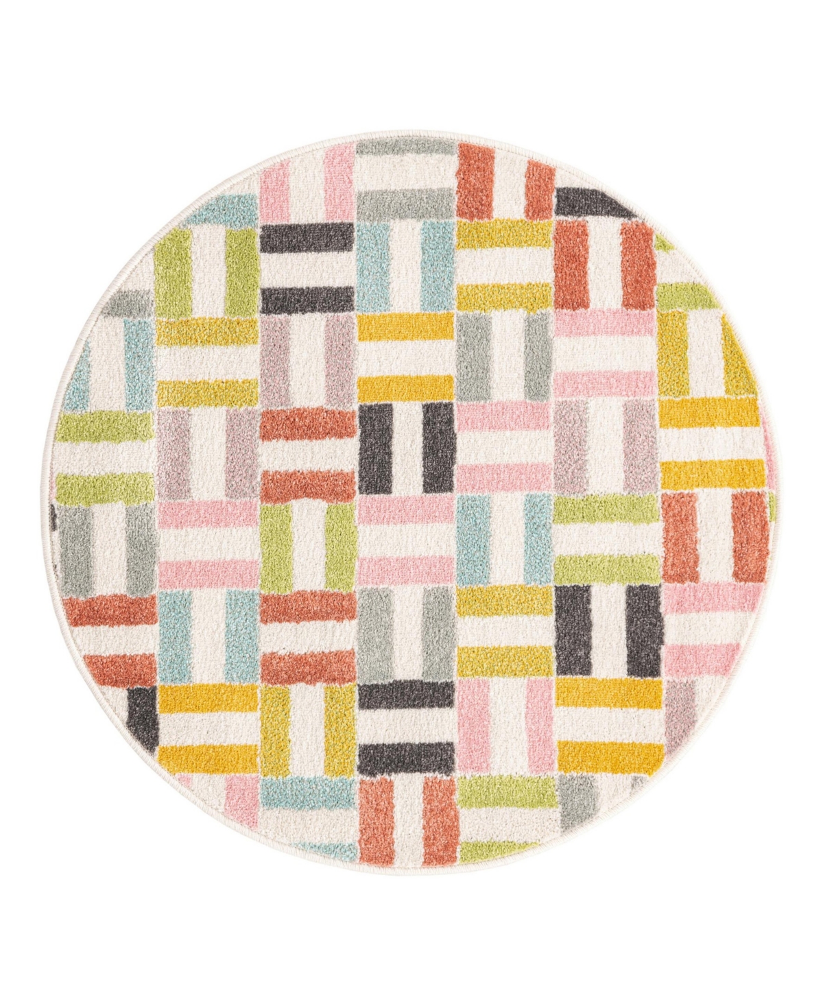 Bayshore Home Campy Kids Chicklets 3'3" X 3'3" Round Area Rug In Multi