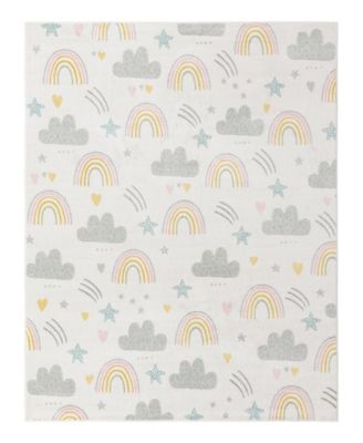 Bayshore Home Campy Kids Rainbow Stars Clouds Area Rug In Gray